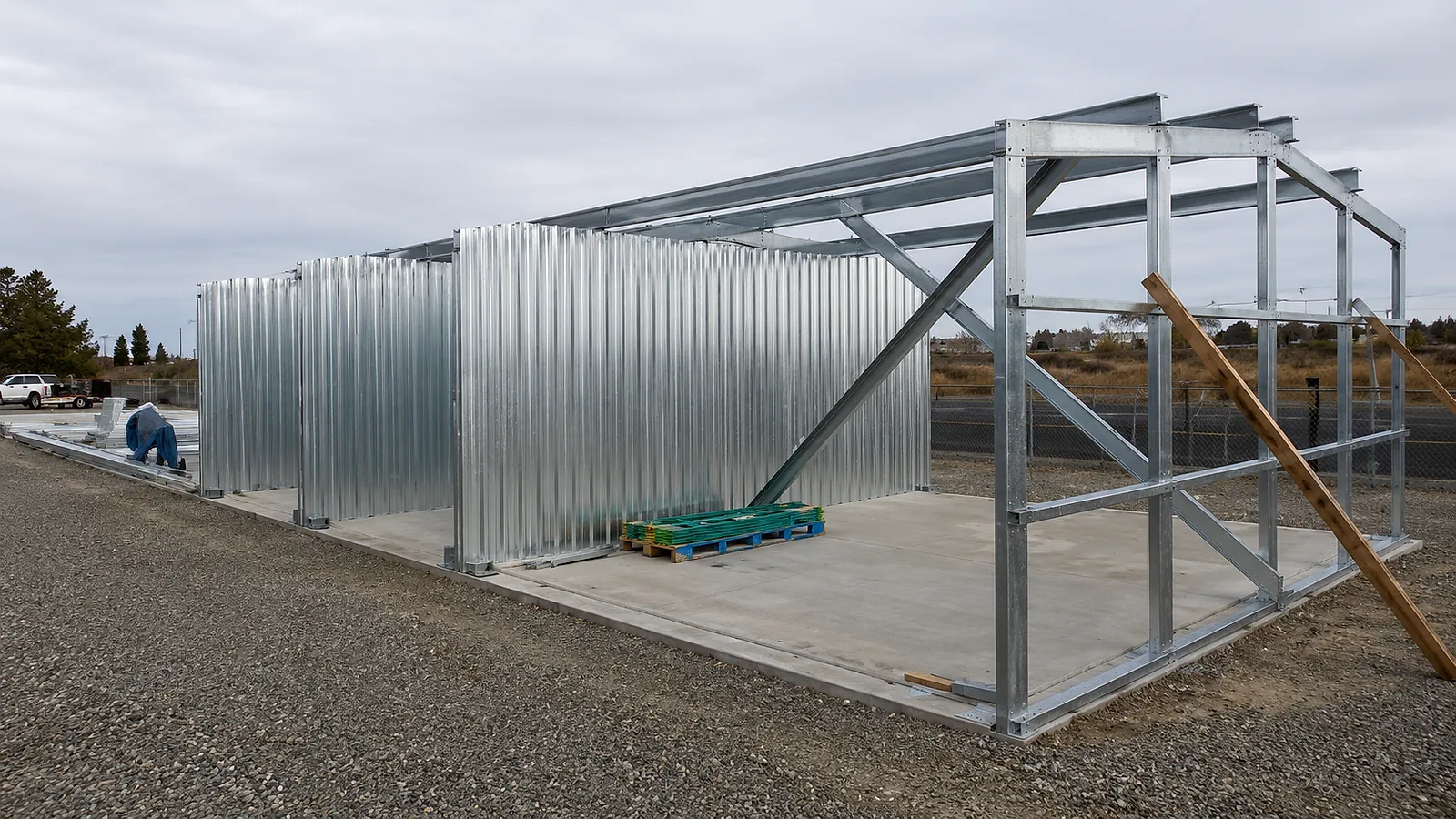 Cold-form steel framing under construction